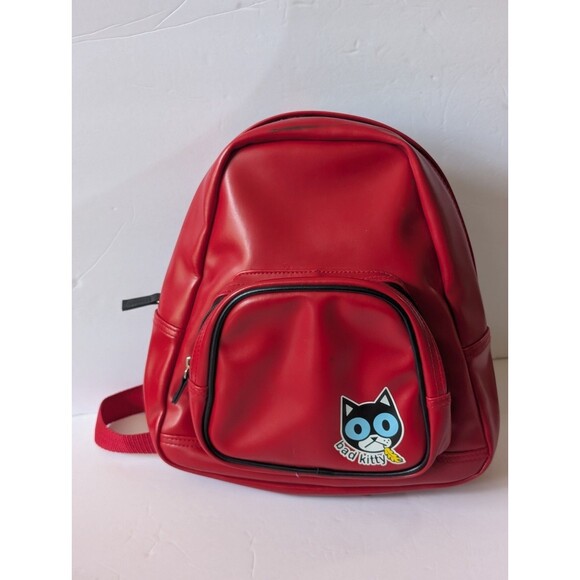 Fred Is Red Bad Kitty Vinyl Leather Red Small Backpack Purse main image 4